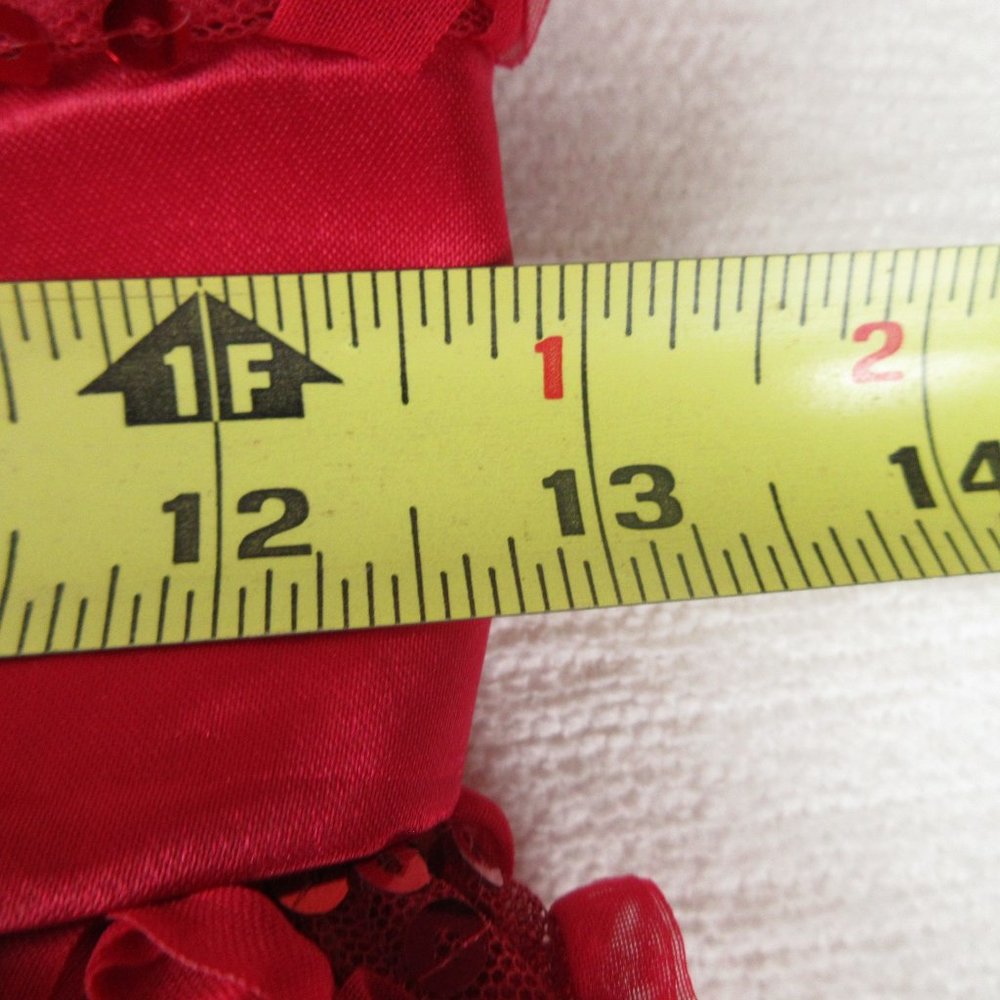 American Princess Red Sequin Sleeveless Dress Size G10 Rosette Floral Embroidery - Picture 10 of 13
